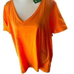 NEW Gap Organic Cotton Tee Women XXL Cantelope Vneck Short Sleeve